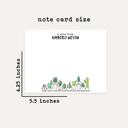 Personalized Succulent Stationery Set • Custom Name Flat Notecards • Cute Plant Thank You Cards • Plant Lover Gift • Set of 12