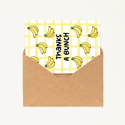 Funny Banana Card • Thanks A Bunch Card • Cute Banana Thank You Card • Gratitude Appreciation Card • Pun Greeting Card