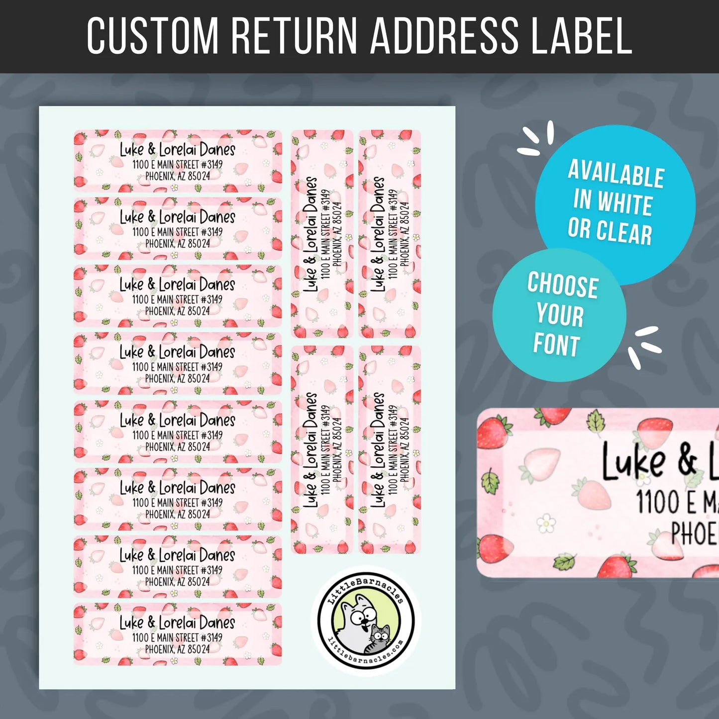 Strawberry Return Address Labels • Personalized Mailing Stickers • Custom Fruit Address Labels • Berry Return Labels • Custom Name Labels