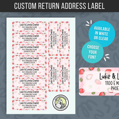 Strawberry Return Address Labels • Personalized Mailing Stickers • Custom Fruit Address Labels • Berry Return Labels • Custom Name Labels