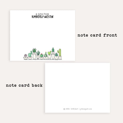 Personalized Succulent Stationery Set • Custom Name Flat Notecards • Cute Plant Thank You Cards • Plant Lover Gift • Set of 12