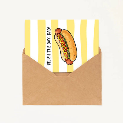 Father’s Day Hot Dog Card • Cute Dad Joke Greeting Card • Funny Hot Dog Card for Dad or Stepdad • BBQ Father’s Day Card