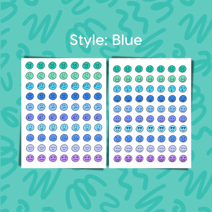 Mood Tracker Planner Sticker • 2 Sheet Set • Mood Journal Emoji Labels • Mental Health Self Care • Therapy Planner Stickers