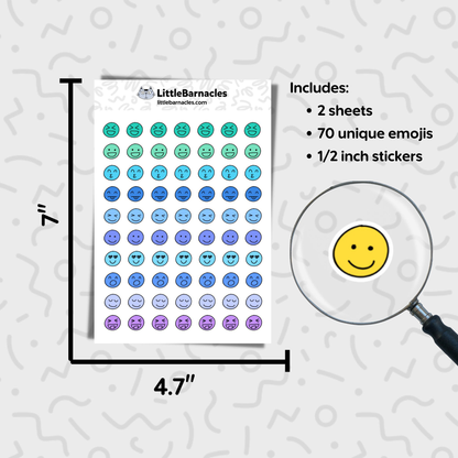 Mood Tracker Planner Sticker • 2 Sheet Set • Mood Journal Emoji Labels • Mental Health Self Care • Therapy Planner Stickers