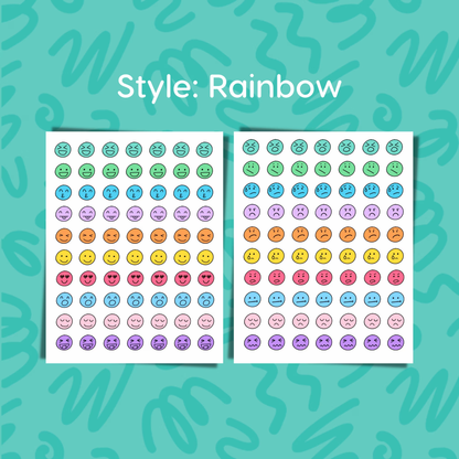 Mood Tracker Planner Sticker • 2 Sheet Set • Mood Journal Emoji Labels • Mental Health Self Care • Therapy Planner Stickers