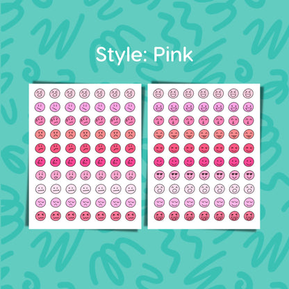 Mood Tracker Planner Sticker • 2 Sheet Set • Mood Journal Emoji Labels • Mental Health Self Care • Therapy Planner Stickers