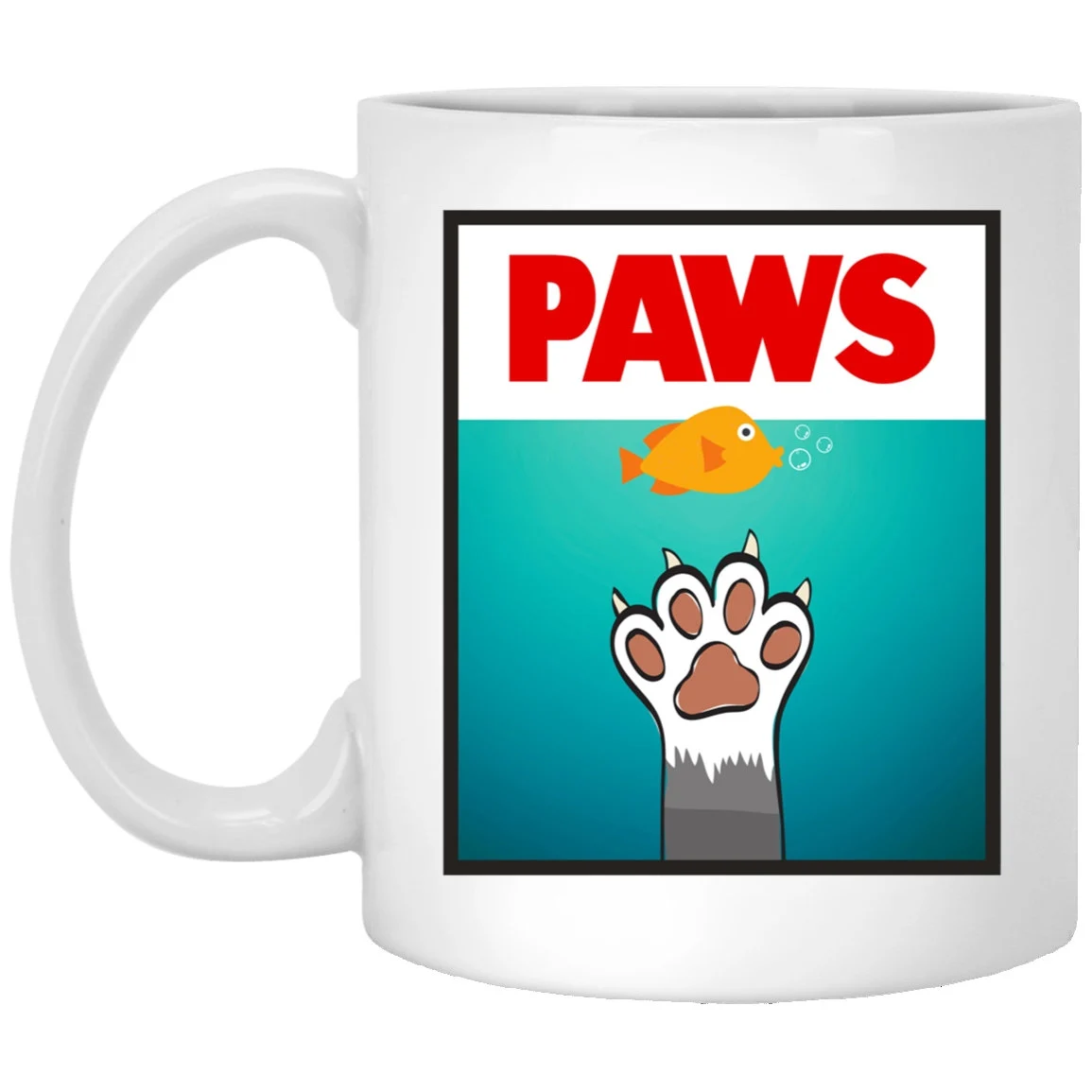 PAWS Mug JAWS Movie Parody Coffee Cup Classic 80s Movie