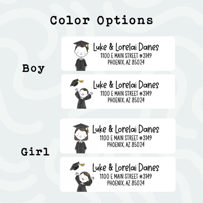 Custom Graduation Address Labels • Personalized Return Address Stickers • Graduate Mailing Labels