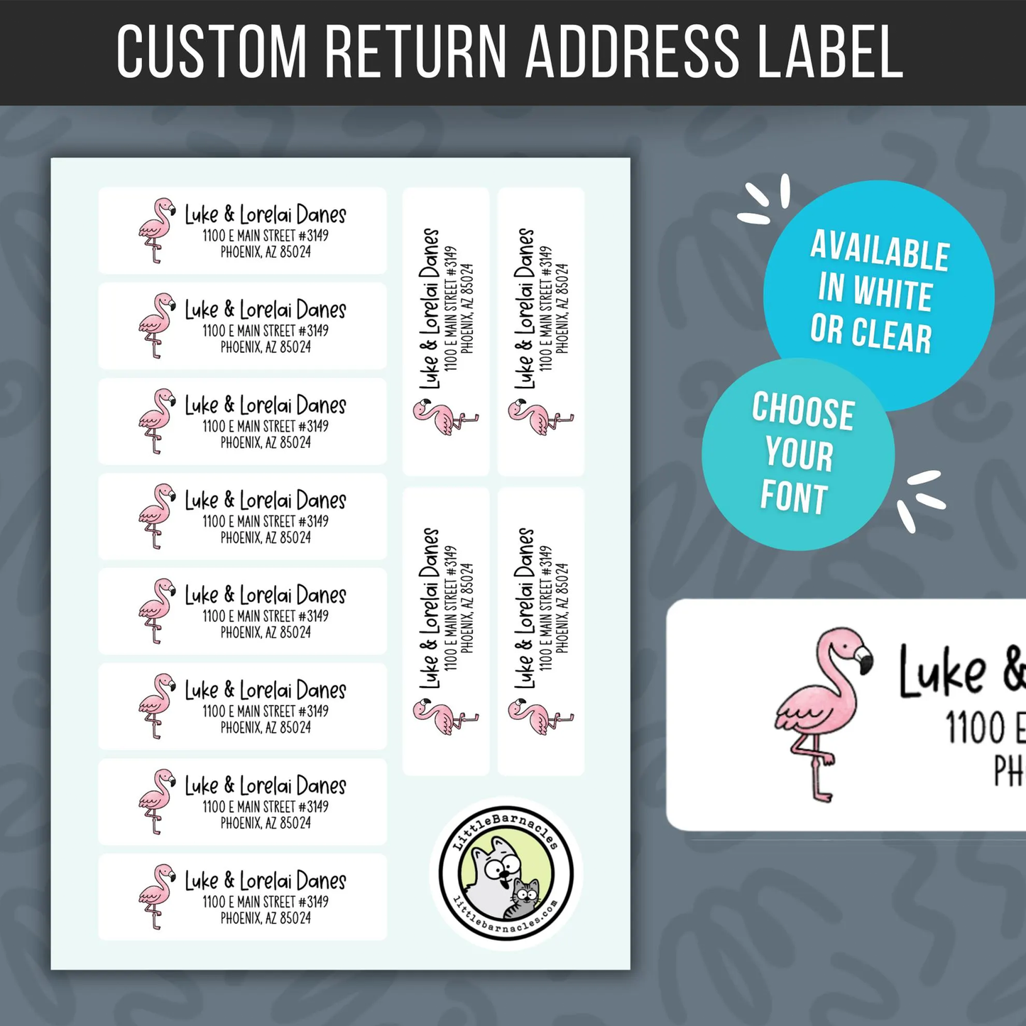 Custom Pink Flamingo Address Labels • Personalized Return Address Stickers • Weatherproof Flamingo Mailing Labels