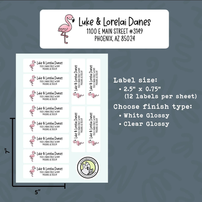 Custom Pink Flamingo Address Labels • Personalized Return Address Stickers • Weatherproof Flamingo Mailing Labels