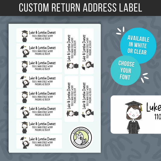 Custom Graduation Address Labels • Personalized Return Address Stickers • Graduate Mailing Labels
