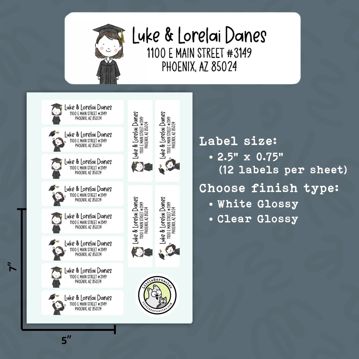 Custom Graduation Address Labels • Personalized Return Address Stickers • Graduate Mailing Labels