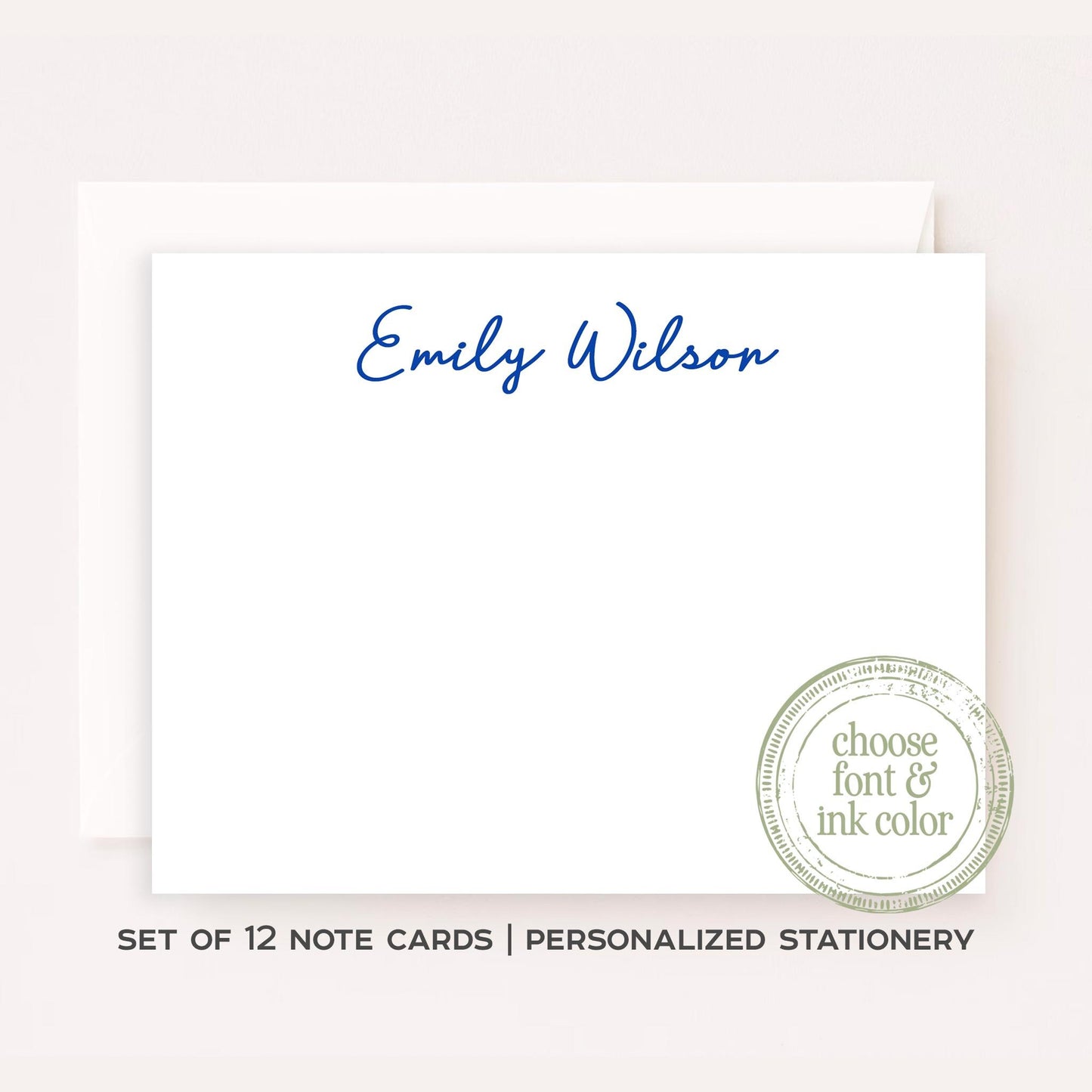 Personalized Monogram Name Stationery Set • Custom Name Flat Notecards • Elegant Thank You Cards • Custom Stationery Gift • Set of 12