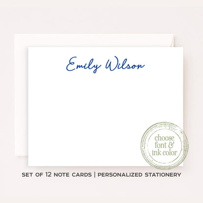 Personalized Monogram Name Stationery Set • Custom Name Flat Notecards • Elegant Thank You Cards • Custom Stationery Gift • Set of 12