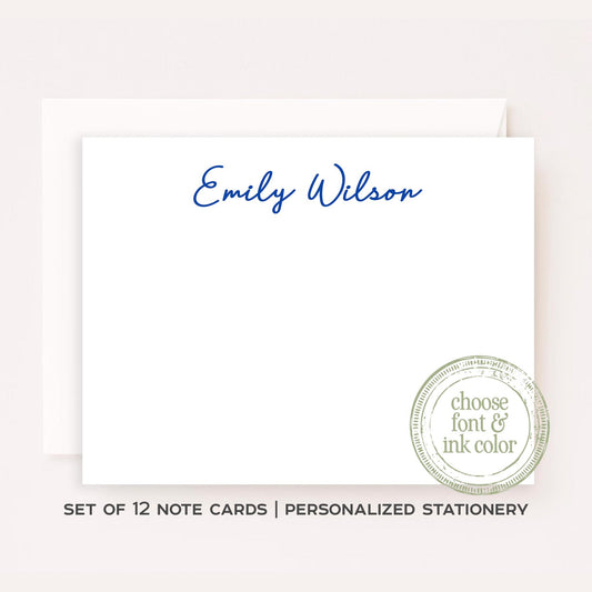 Personalized Monogram Name Stationery Set • Custom Name Flat Notecards • Elegant Thank You Cards • Custom Stationery Gift • Set of 12