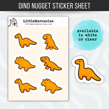 Mini Dino Nuggets Sticker Sheet • Waterproof Vinyl Cartoon Stickers • Cute Dinosaur Nugget Decals • Funny Food Sticker • Laptop Water Bottle