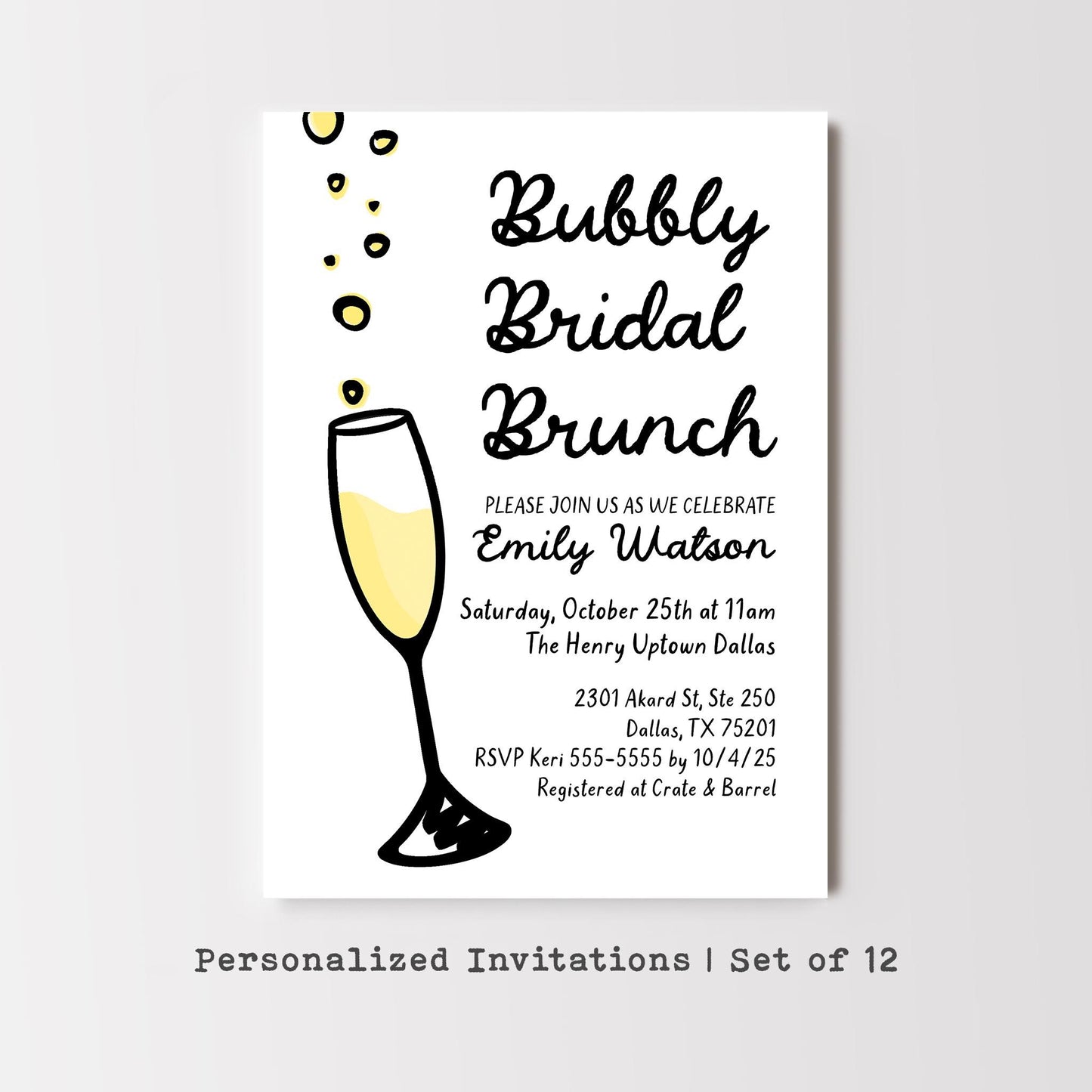 Rosé Bridal Shower Invitation • Bubbly Bridal Brunch Invite • Personalized Bridal Shower Invitation • Save the Date Card