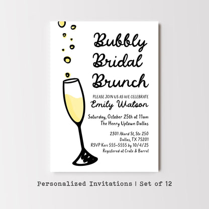 Rosé Bridal Shower Invitation • Bubbly Bridal Brunch Invite • Personalized Bridal Shower Invitation • Save the Date Card