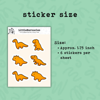 Mini Dino Nuggets Sticker Sheet • Waterproof Vinyl Cartoon Stickers • Cute Dinosaur Nugget Decals • Funny Food Sticker • Laptop Water Bottle