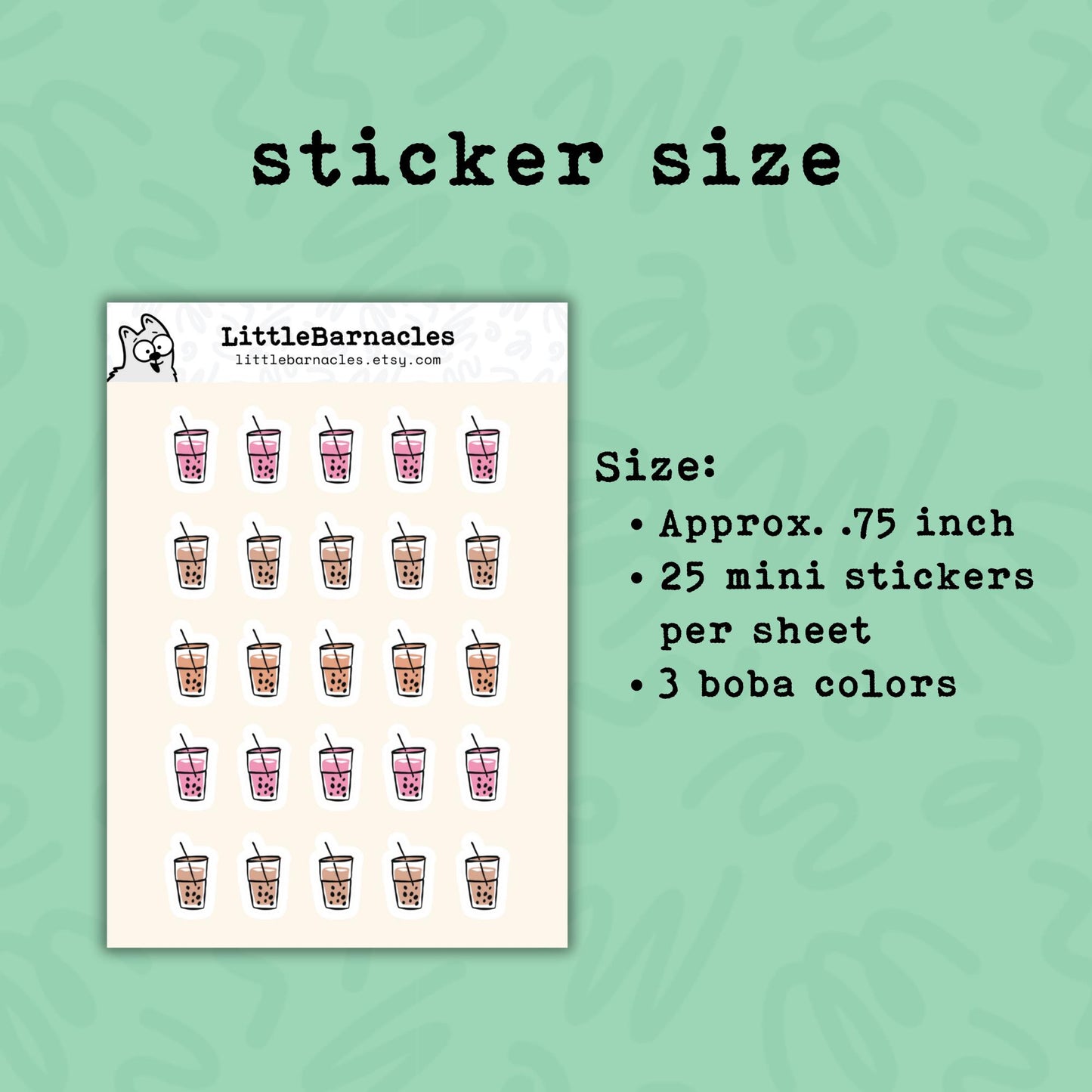 Mini Boba Tea Planner Sticker • Bubble Tea Lover Icon • Cute Tiny Drink Sticker • Coffee Date Reminder • Journal Calendar Sticker