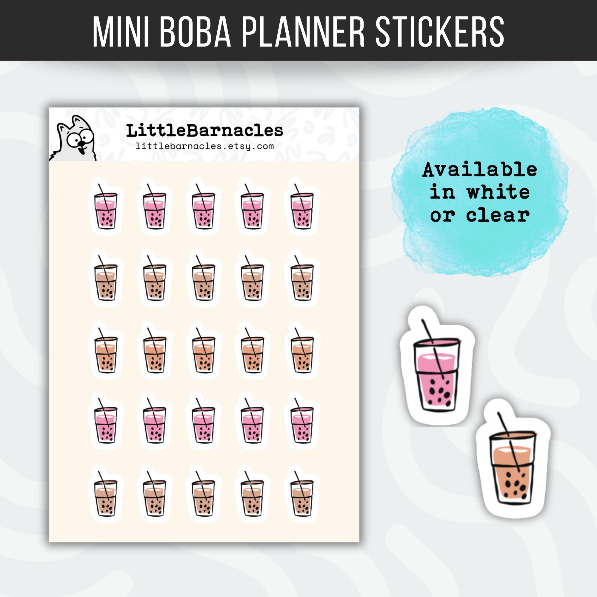 Mini Boba Tea Planner Sticker • Bubble Tea Lover Icon • Cute Tiny Drin ...