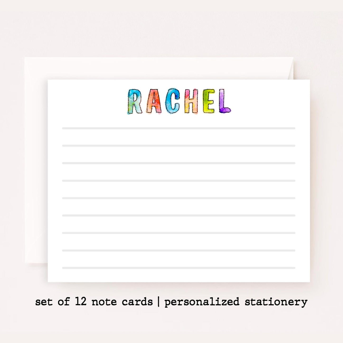 Personalized Watercolor Name Stationery Set • Kids Camp Notecards • Custom Summer Camp Thank You Cards • Set of 12
