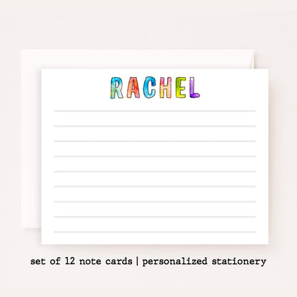 Personalized Watercolor Name Stationery Set • Kids Camp Notecards • Custom Summer Camp Thank You Cards • Set of 12