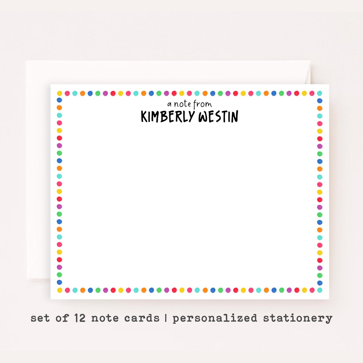 Personalized Mini Polka Dot Stationery • Custom Flat Notecards • Name Stationery Gift • Thank You Notecards • Custom Name Notes
