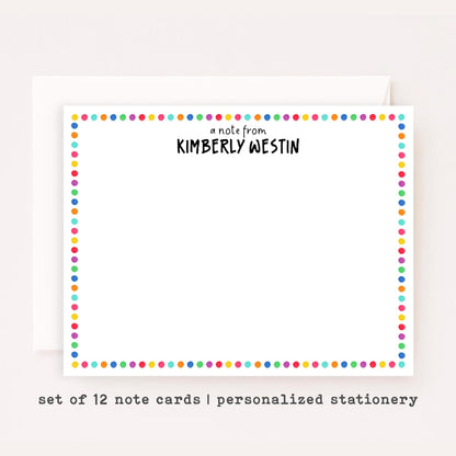 Personalized Mini Polka Dot Stationery • Custom Flat Notecards • Name Stationery Gift • Thank You Notecards • Custom Name Notes