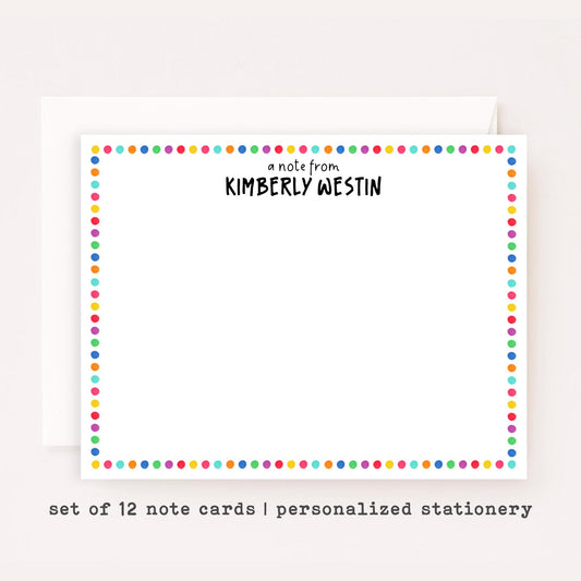 Personalized Mini Polka Dot Stationery • Custom Flat Notecards • Name Stationery Gift • Thank You Notecards • Custom Name Notes