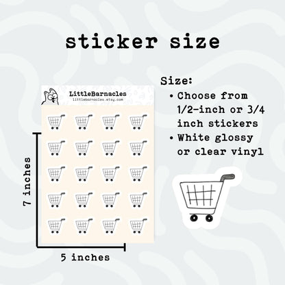Grocery Cart Planner Sticker • Mini Grocery Shopping Sticker • Shopping Reminder Label • Grocery Planner Sticker • Calendar Journal Sticker
