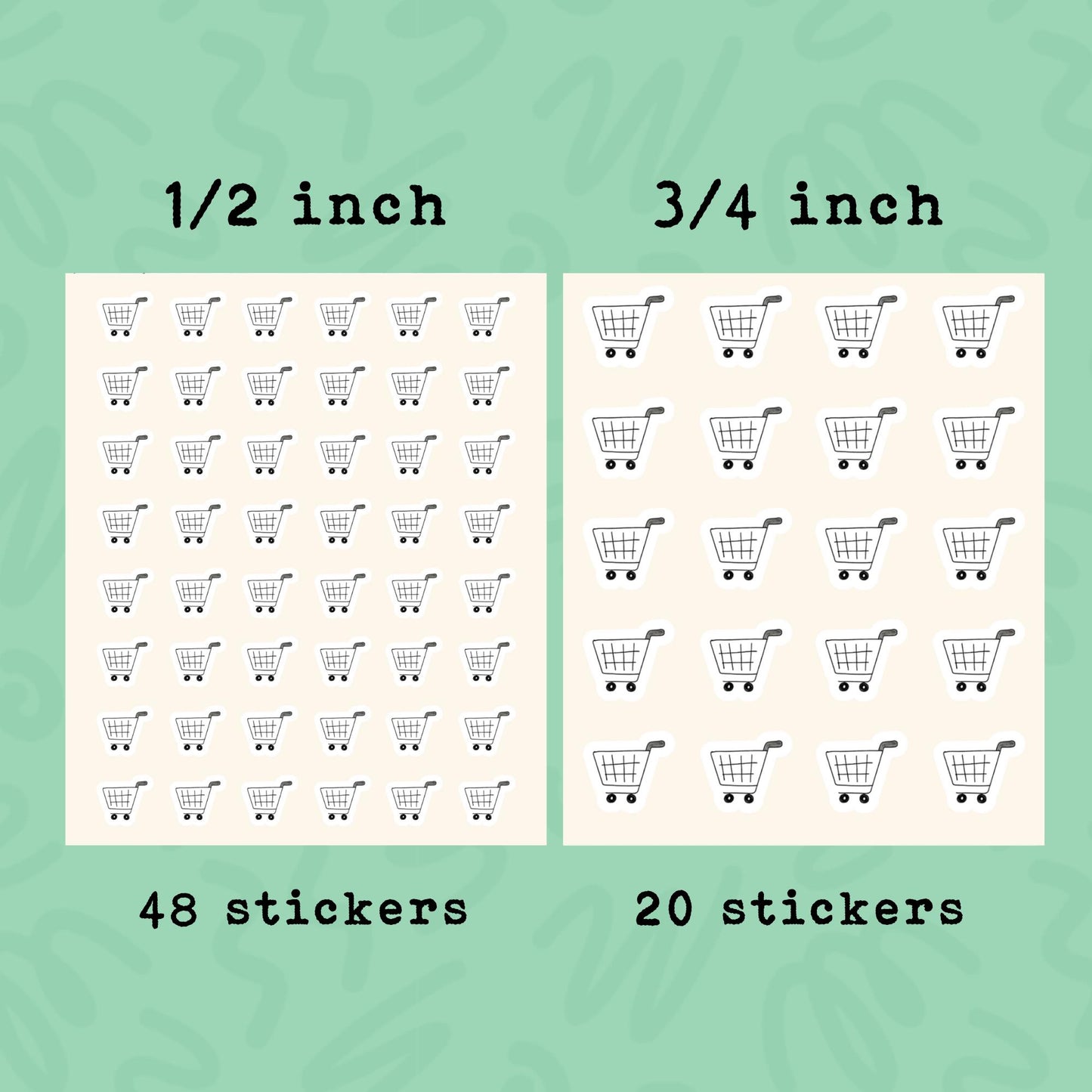 Grocery Cart Planner Sticker • Mini Grocery Shopping Sticker • Shopping Reminder Label • Grocery Planner Sticker • Calendar Journal Sticker