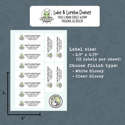 Custom UFO Return Address Labels • Alien Mailing Stickers • Personalized Space Address Labels • Cute Alien Return Labels