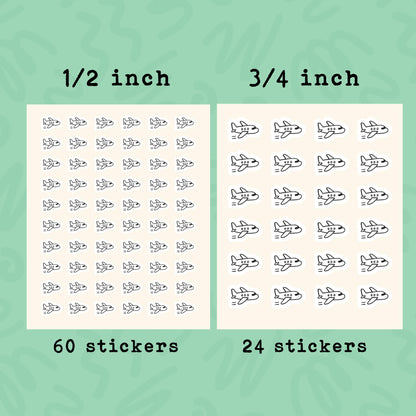 Airplane Planner Stickers • Flight Reminder Icons • Travel Planner Vinyl Stickers • Airport & Trip Planning Stickers