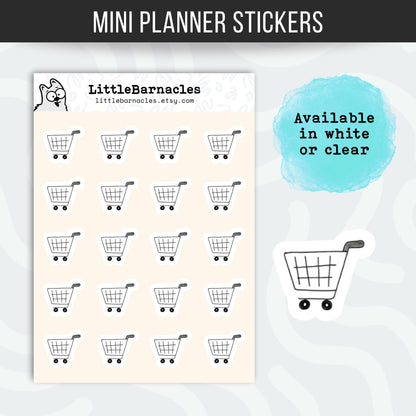 Grocery Cart Planner Sticker • Mini Grocery Shopping Sticker • Shopping Reminder Label • Grocery Planner Sticker • Calendar Journal Sticker