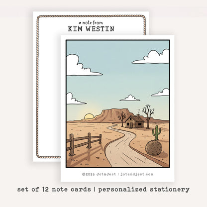 Personalized Country Western Note Cards • Custom Name Stationery • Southwest Flat Notecards • Country Thank You Card Set