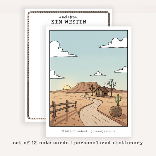 Personalized Country Western Note Cards • Custom Name Stationery • Southwest Flat Notecards • Country Thank You Card Set