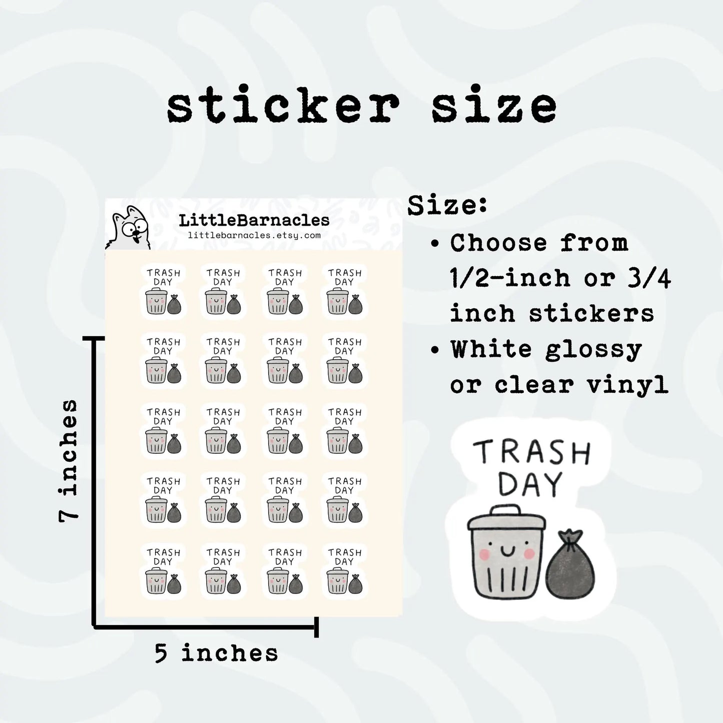 Trash Day Planner Sticker • Garbage Day Reminder • House Chore Sticker • Home Organization Label • Calendar Planner Sticker