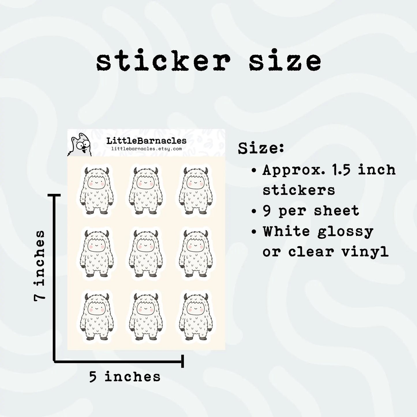 Mini Yeti Sticker Sheet • Waterproof Vinyl Cartoon Stickers • Funny Yeti Decals • Cute Cryptid Stickers • Laptop Water Bottle