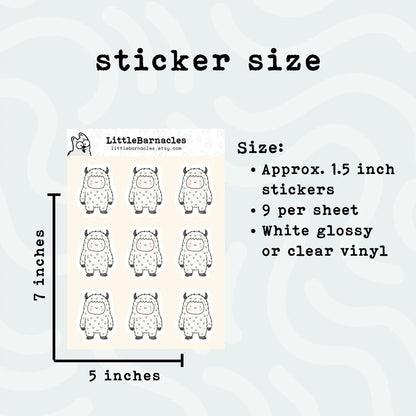 Mini Yeti Sticker Sheet • Waterproof Vinyl Cartoon Stickers • Funny Yeti Decals • Cute Cryptid Stickers • Laptop Water Bottle