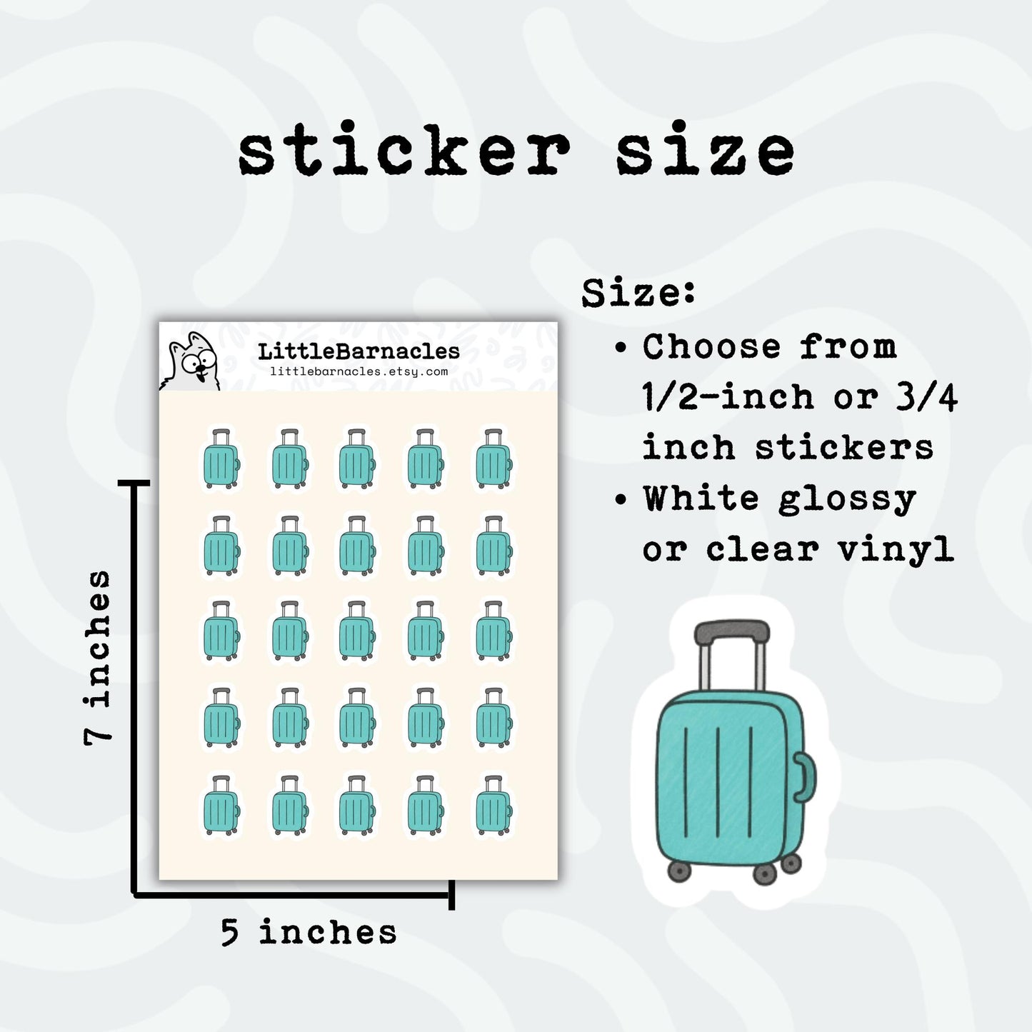 Luggage Planner Sticker • Mini Suitcase • Travel Reminder Icon • Vacation & Business Trip • Calendar Planner Sticker