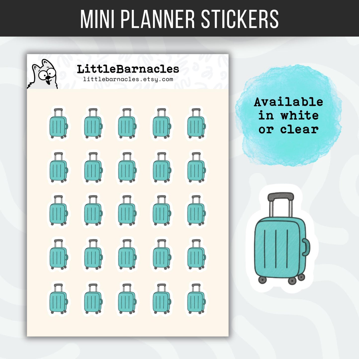 Luggage Planner Sticker • Mini Suitcase • Travel Reminder Icon • Vacation & Business Trip • Calendar Planner Sticker