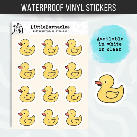 Rubber Ducky Sticker Sheet • Waterproof Vinyl Duck Stickers • Funny Cute Duck Decals • Bath Time Humor Stickers • Laptop Water Bottle