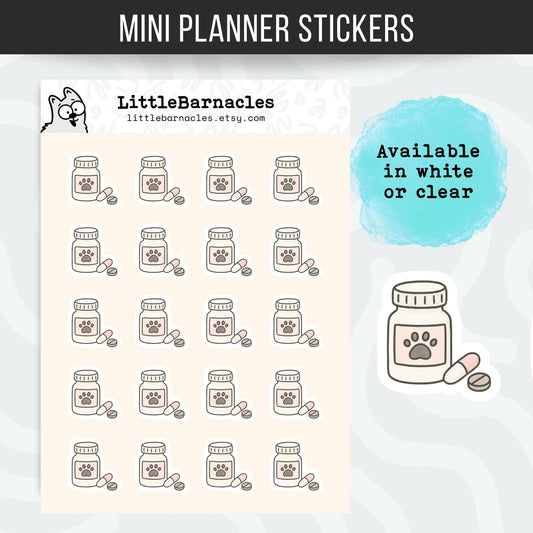 Pet Pill Reminder Planner Sticker • Pet Medication Reminder • Prescription Refill Label • Dog & Cat Health Mini Sticker for Calendars
