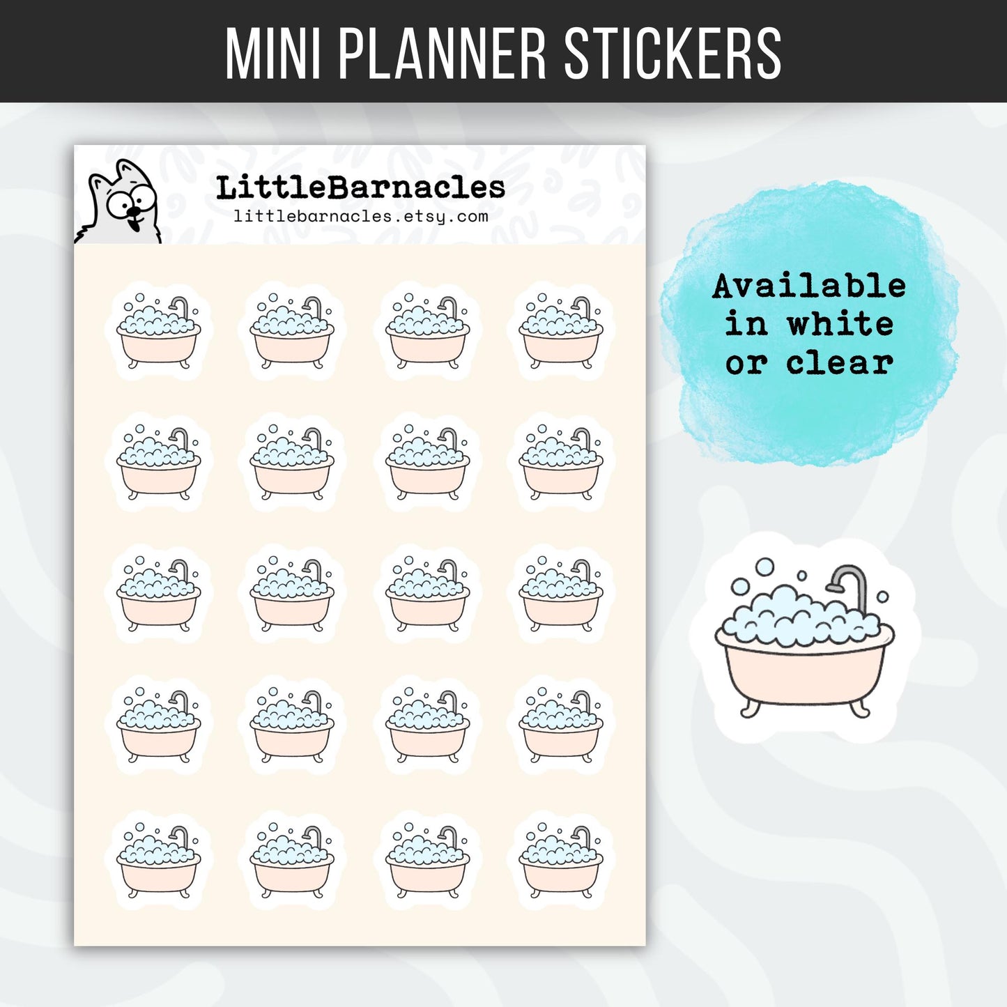 Bubble Bath Planner Stickers • Self Care Relaxation Sticker • Cute Mini Bath Icon • Mental Health Planner • Journal Calendar Sticker