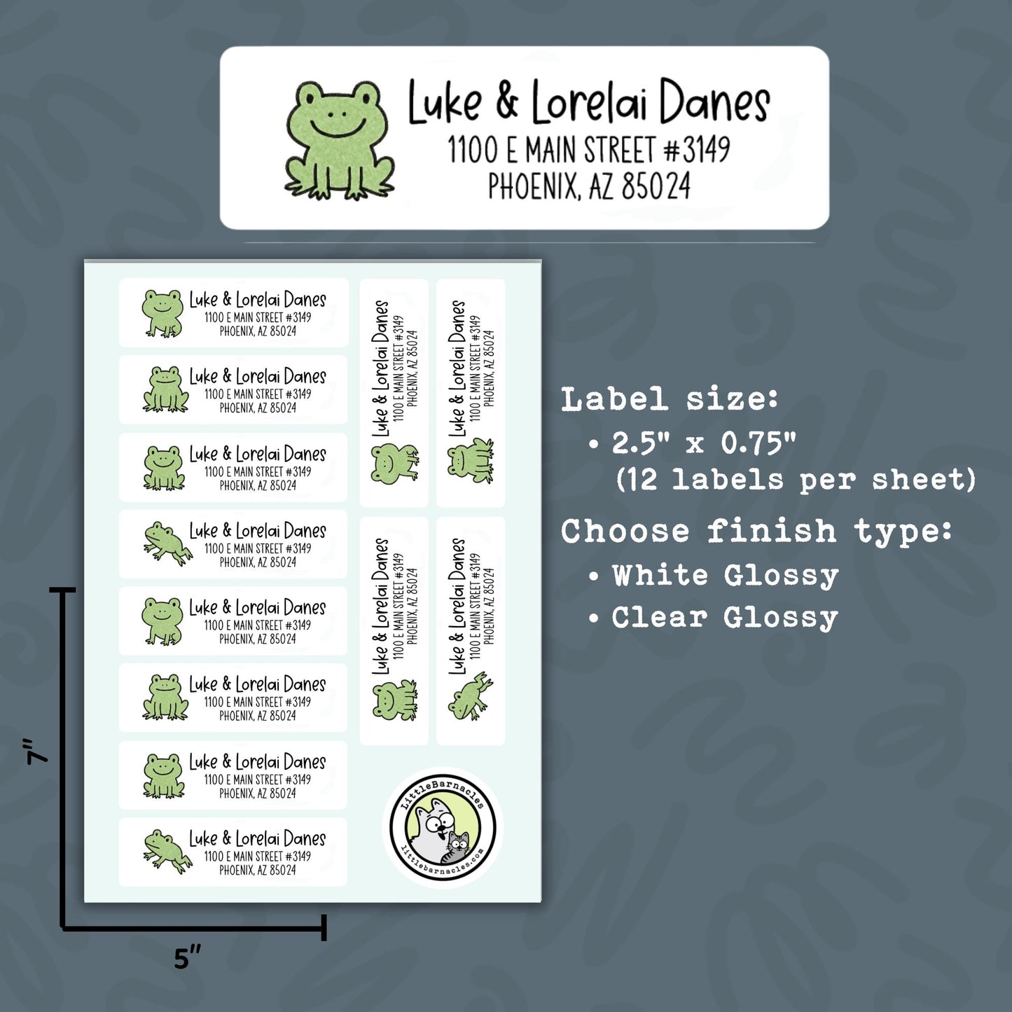 Custom Frog Address Labels • Personalized Return Address Stickers • Cute Frog Mailing Labels • Kids Address Label • Custom Name Labels