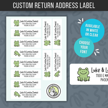 Custom Frog Address Labels • Personalized Return Address Stickers • Cute Frog Mailing Labels • Kids Address Label • Custom Name Labels