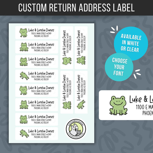 Custom Frog Address Labels • Personalized Return Address Stickers • Cute Frog Mailing Labels • Kids Address Label • Custom Name Labels