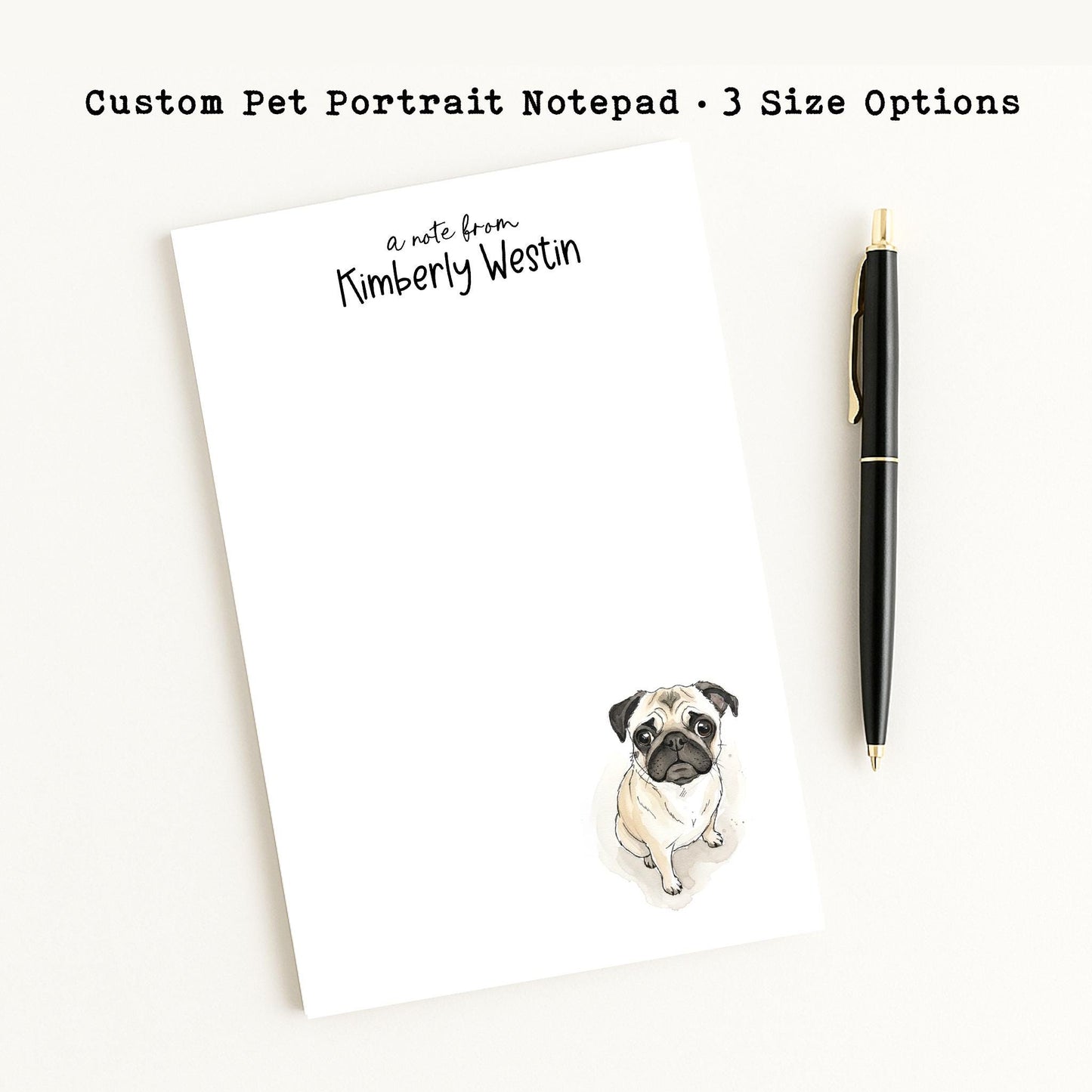 Custom Pet Notepad • Watercolor Dog or Cat Portrait • Personalized Pet Stationery • Premium Thick Paper No Ink Bleed • Cute Pet Gift