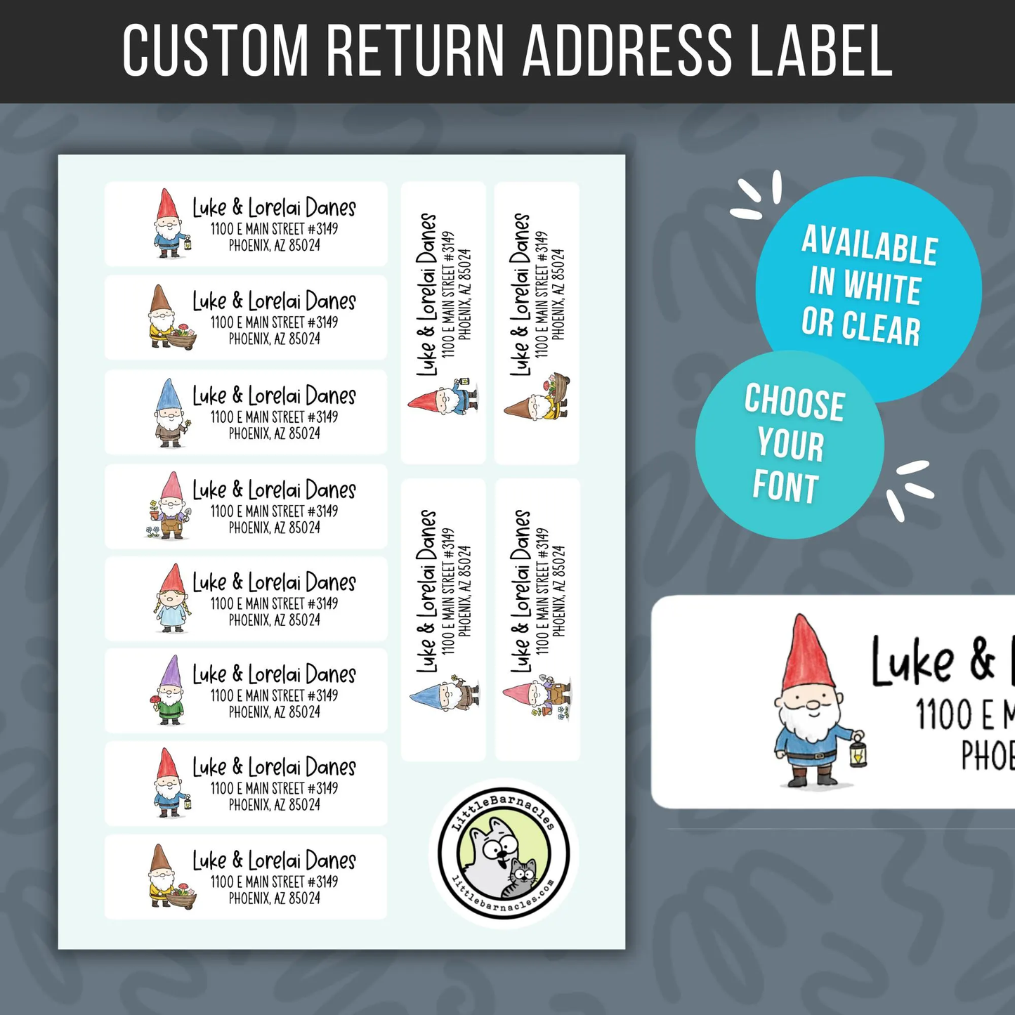 Custom Gnome Address Labels • Personalized Return Address Stickers • Cute Garden Gnome Mailing Labels • Customizable Address Label Set of 12